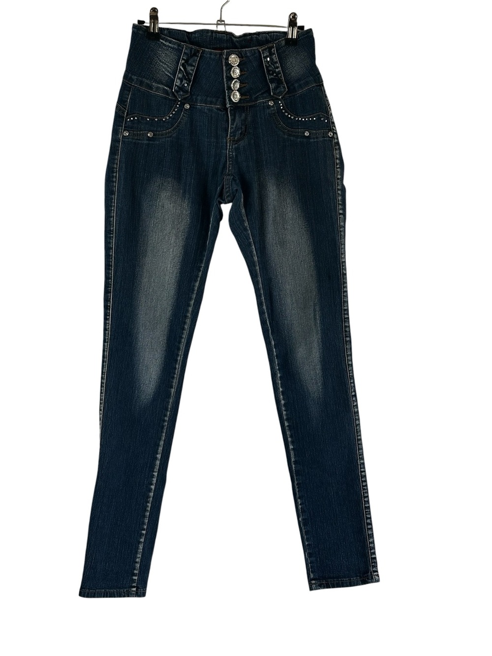 Y2K GOGO Star Embellished High Rise Skinny Jeans Size 1 Rhinestone Studded